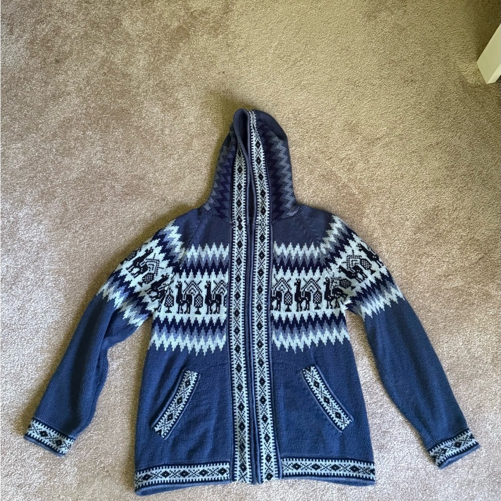 Peruvian Blue Patterned womens knitting Sweater